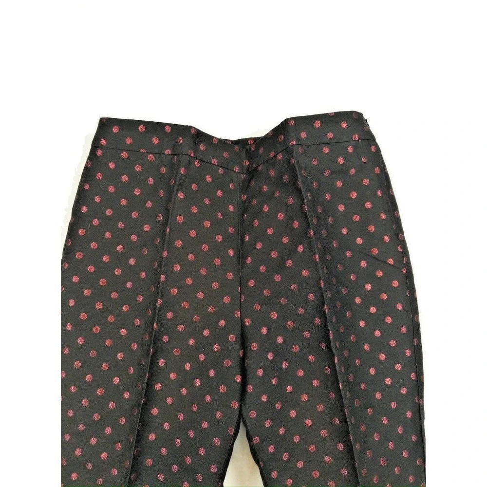 Talbots Pants Women's Size 12 Black Red Metallic Kick Crop Holiday Dot - Picture 4 of 12